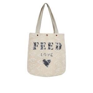 Feed Love Lace Wedding Canvas Tote Bag With Pocket Inserts & Heart Design